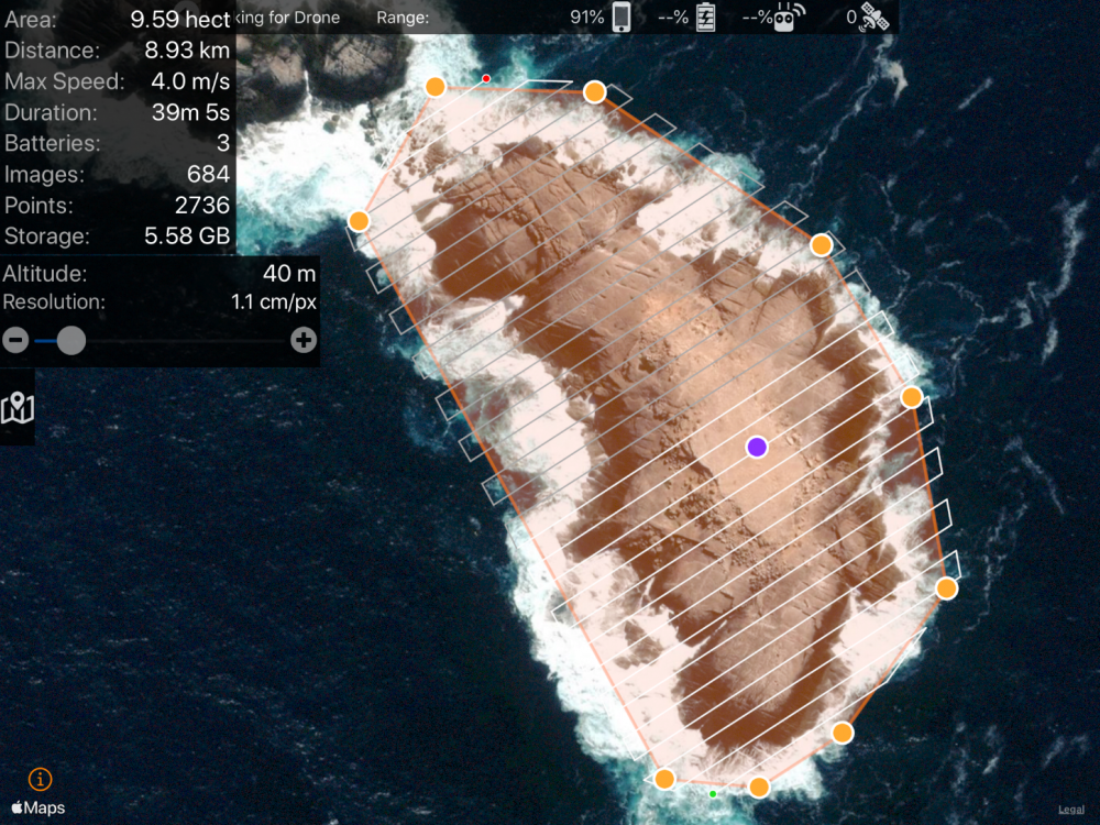 UAV flight path Nuyts Archipelago