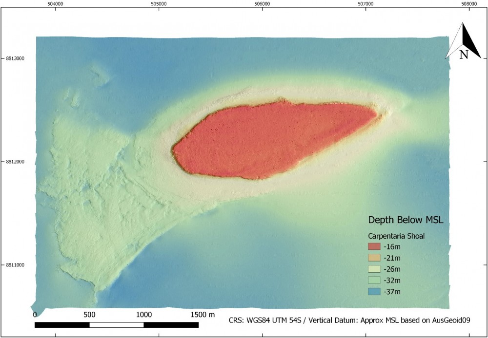 Multibeam bathymetry for Carpentaria Shoal