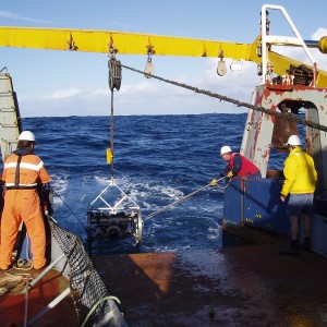 Lowering the towed video camera