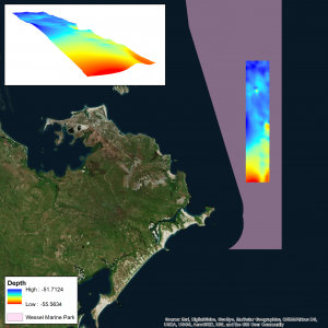 Output spline with 3D surface render wessel marine park