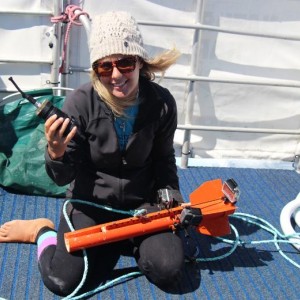 Rebecca Wellard and acoustic logger 