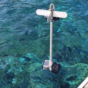 Survey equipment used for marine habitat ground-truthing, including a Go Pro hero 9 camera, an LED light array and an electric fishing rod